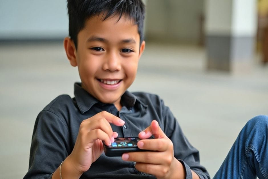 anak sedang bermain gadget